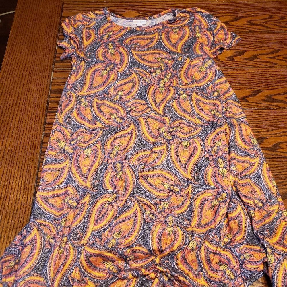 Lularoe paisley orange&red Carly dress sz XXS
